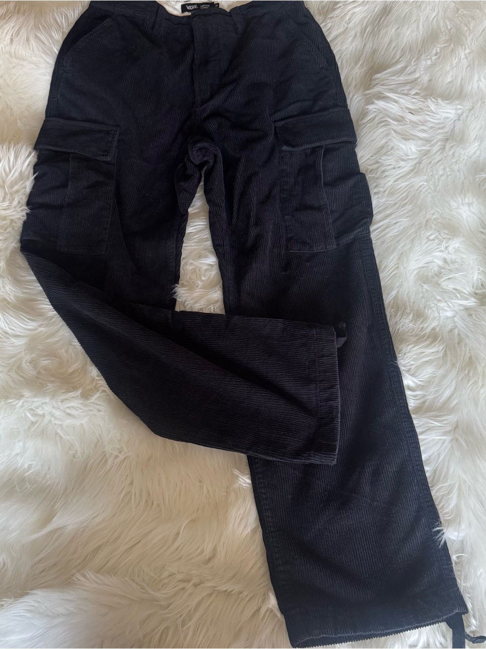 Vans Service Cargo Corduroy Loose Tapered Pants Black SZ: 28